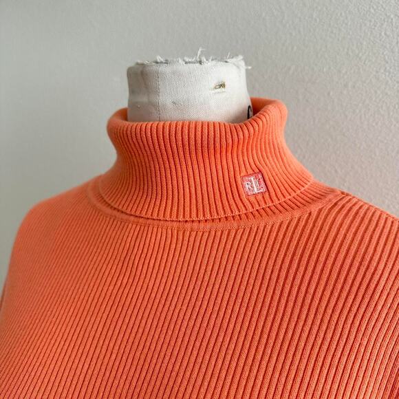 Vintage orange turtle neck knit long sleeve sweater - Picture 1 of 8